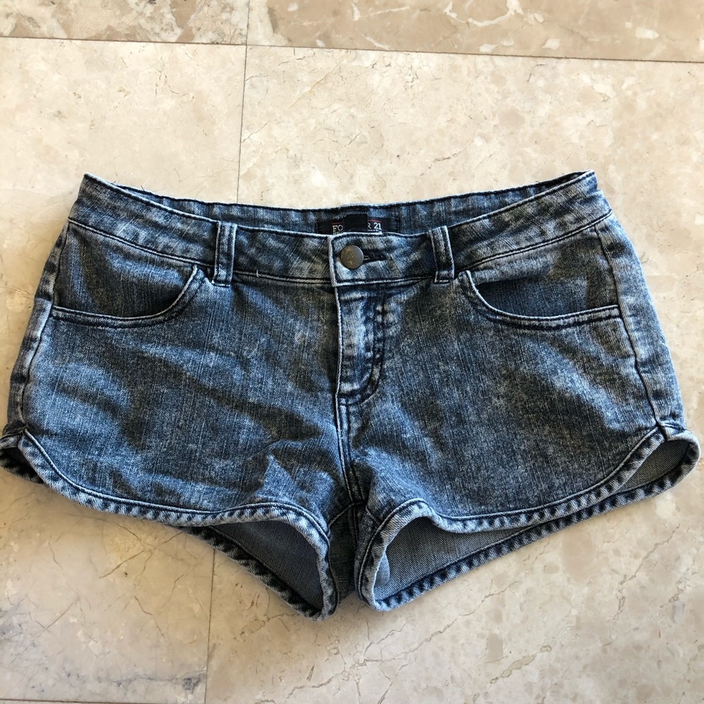 F21 Acid Wash Denim Shorts